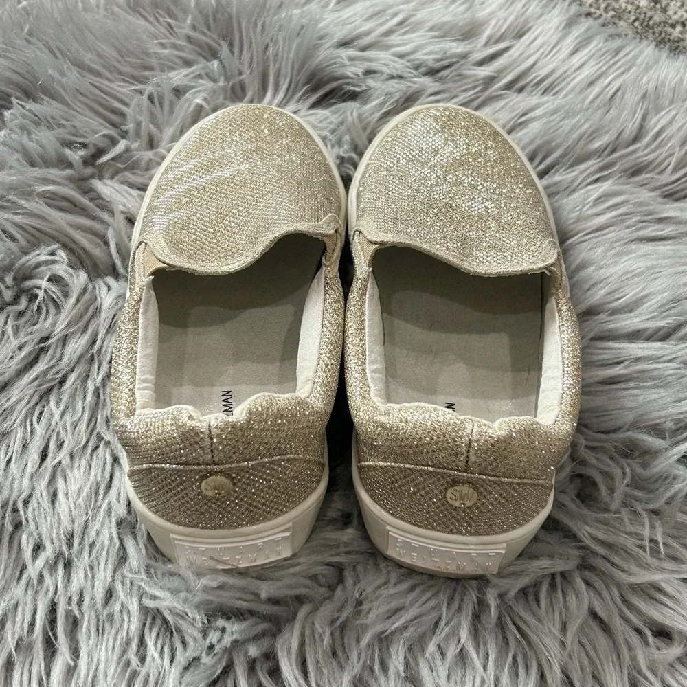 Stuart‎ Weitzman Youth Champagne Shimmer Vance Slider Girls Size 4